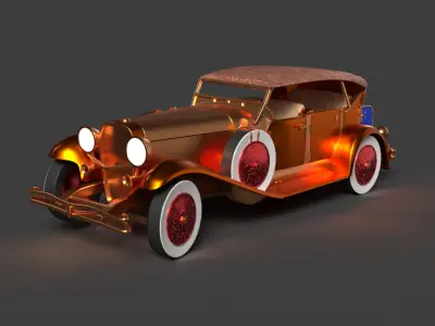 Chinese vintage car  Low-poly 3D model purchase