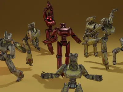 Old Robot rook Free low-poly 3D model