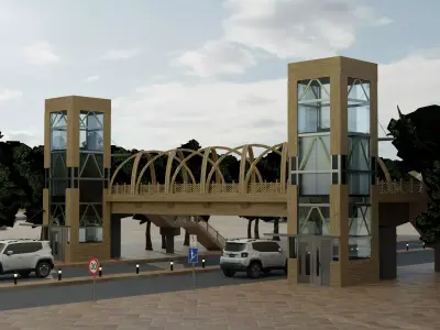 Pedestrian Overpass Low-poly 3D model