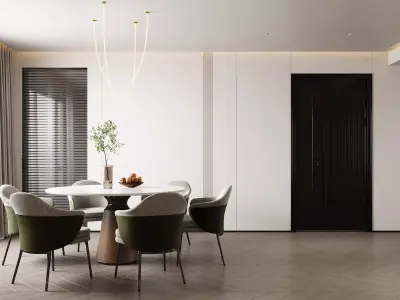 Modern living room dining room bedroom interior scenes 308 3D model