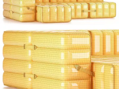 Curt Set 5 e g Flexible 2 seater with armrests Barcelona Low-poly 3D model