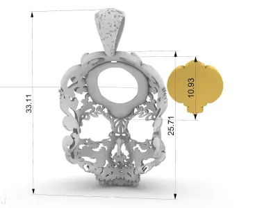 Skull ornamental  pendant jewelry 3D print model
