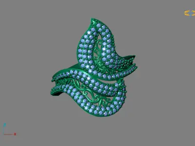 STL 3DM Women Ring Womens Ring Diamonds With Stone Model 3D print model