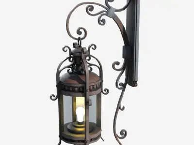 Light wrought iron wall lantern 3D model