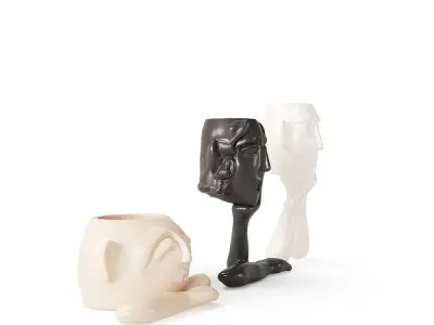 Abstract Figure Statue Pots Collection 3D model
