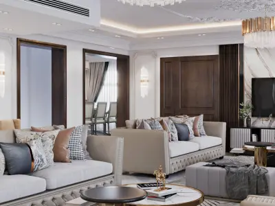 New classic interior Scene Low-poly 3D model