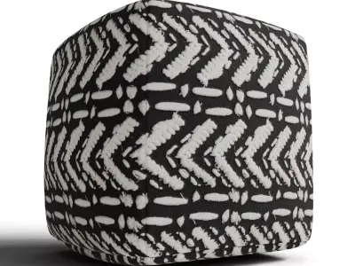Black Cotton Pouf by Mariel 3D model
