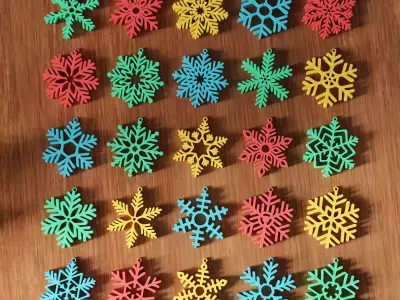 Christmas Snowflake Ornament Hanging 25 Piece Bundle - 473 3D print model