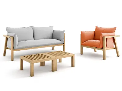 Prostoria Umomoku sofa and armchair outdoor 3D model