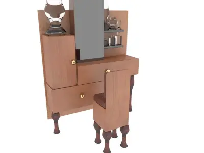 dressing table with chair and perfume glasses  3D model