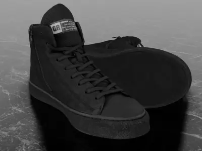 GREYDER 3D SHOES - HIGH - SUEDE Low-poly 3D model