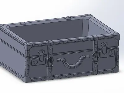 vintage leather suitcase pattern vase 3D print model