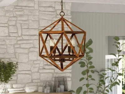 Loomis Light Candle Style Geometric Chandelier - 2 Colour 3D model
