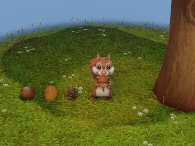 Cartoon Animated Squirrel 30 Animations with Props 3D Model Low-poly 3D model