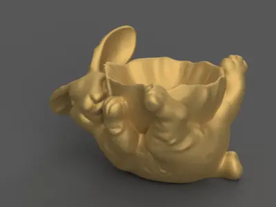 Bunny Planter urn candy container candle holder 3D print model