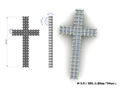 G0454 diamond cross pendant 3D print model