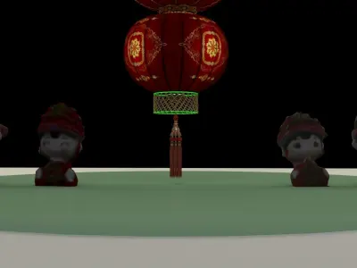 Chinese red lantern 3D model 82