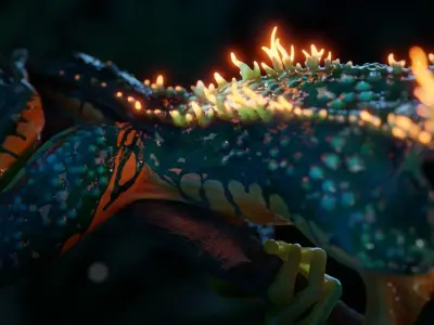Fantasy Reptile rigged  x6 color variatios Low-poly 3D model