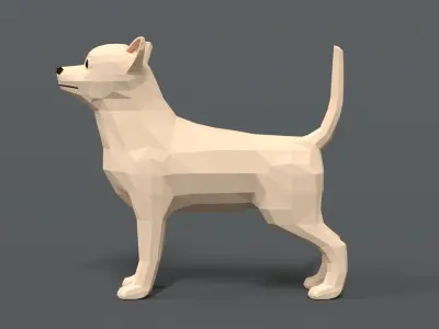 Low Poly Cartoon Chihuahua Dog Low-poly 3D model