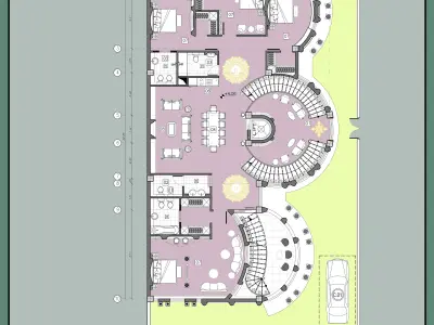 Luxury Classic Duplex Villa Plan 6 Bedroom House Layout 3D model