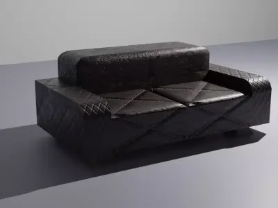 Brown Leather Couch   Low-poly 3D model