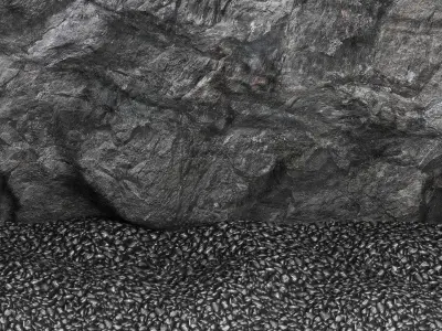 Wall composition black stone rock 3D model