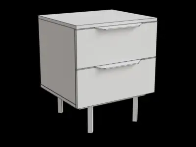 Walnut And Black Bedside Table Low-poly 3D model