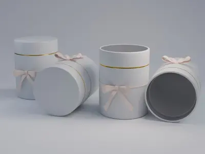 Gift Box Cylinder shape with Ribbon Low-poly 3D model