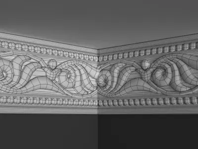 Moulding Cornice 3D Model with Floral Elements 3D model