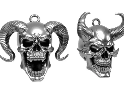 Monstrous Skulls Pendants 3D print model