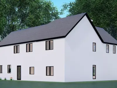Realistic American House 3D Model Modern Suburban Home 3D model