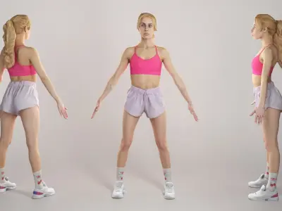 Attractive woman in crop top and shorts 314 Low-poly 3D model