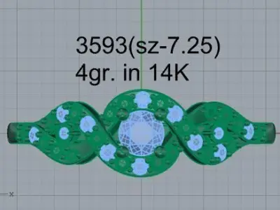 Round Diamond Twisted Ring 3593 3D print model