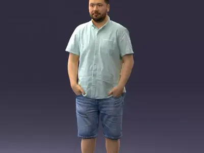 000165 Standing Man in Casual Summer Clothes 0716 3dp 3D print model