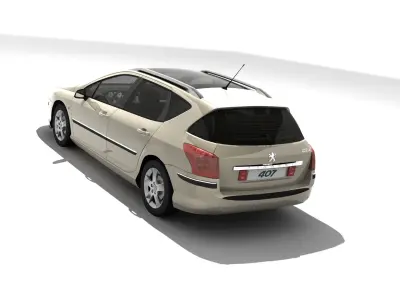 Peugeot 407 SW with HQ interior Low-poly 3D model