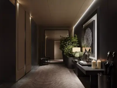 Modern Luxury Entryway Foyer Interior Scene 3D model