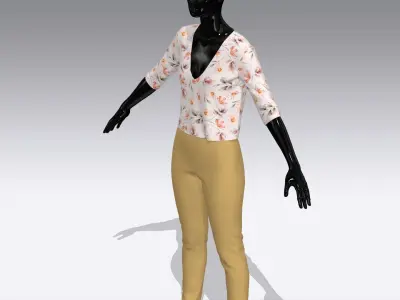 Female Cloth Dress Low-poly 3D model 5
