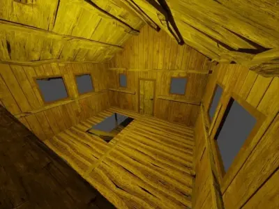 FANTASY MEDIEVAL WOODEN VILLAGE WATCHTOWER HUT low-poly 3D model Free low-poly 3D model