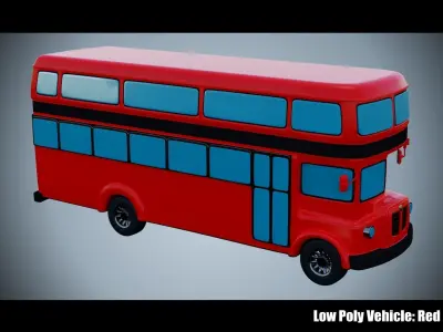 Low Poly Vehicle - Red Bus Low-poly 3D model