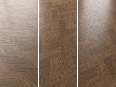 Parquet Oak Black Walnut Brushed set 5 3D model