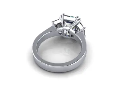Three Emerald Wedding Ring V4 3D print model