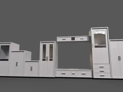 Set Modern Furniture 3D Model Low-poly 3D model