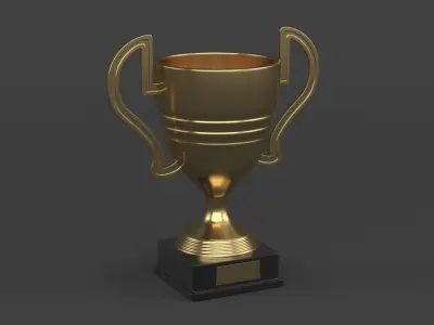 Gold Trophy Cups 3D model 11