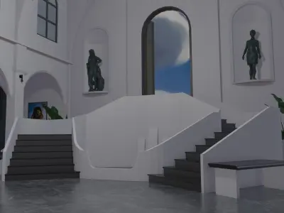 Metaverse NFT Art Gallery Low-poly 3D model