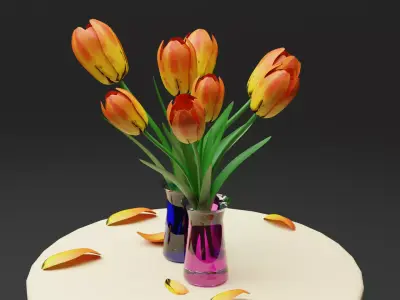 Tulips Low-poly 3D model
