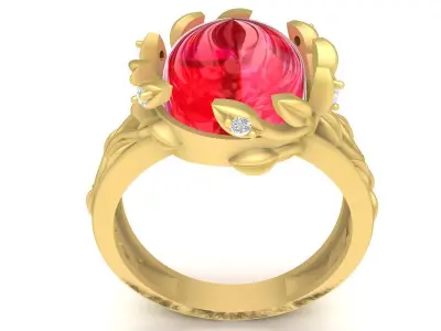 Luxury Floral Oval Ruby Ring for Women 3681 3D print model