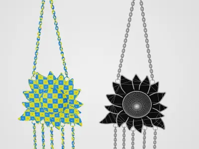 Sunflower Wind Chime Low-poly 3D model