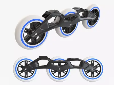 Racing roller skates frame and wheels 3D model