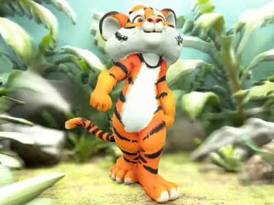 Orange Tiger Cub model pack Low-poly 3D model