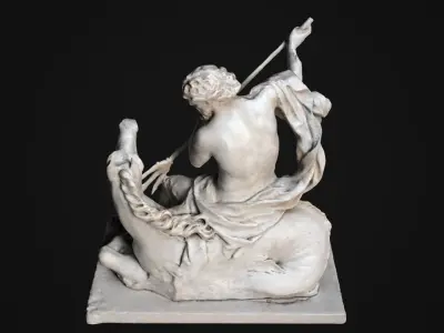 Neptune Statue Low-poly 3D model